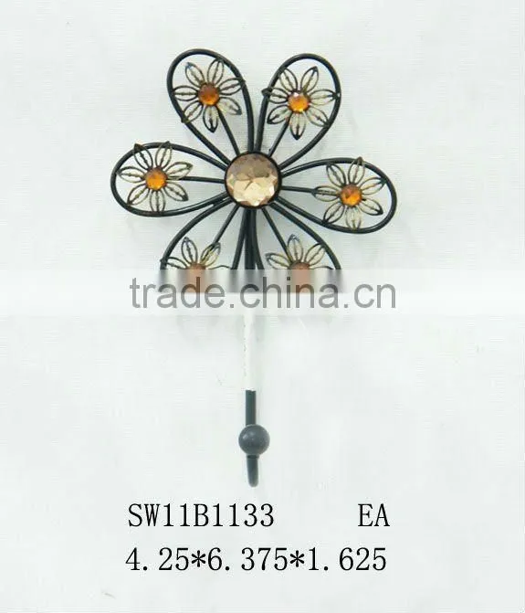 Metal flower wall hook
