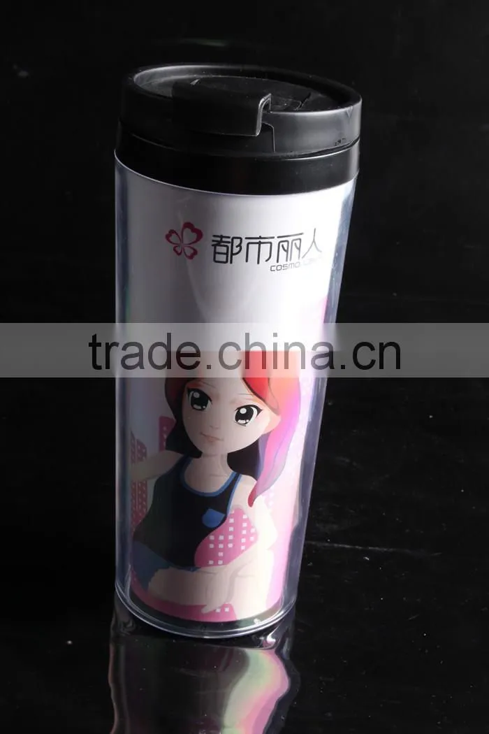 Logo Customized 12oz Double Wall Plastic Travel Mug