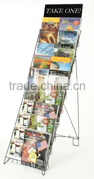 Outdoor floor standing custom made metal wire folding magazine rack