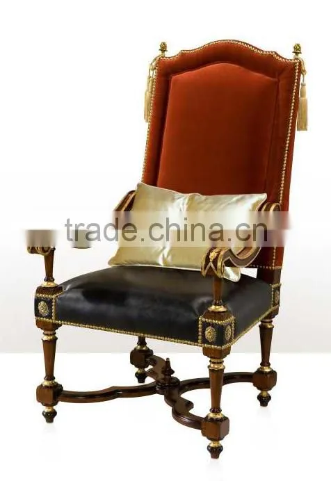 Luxurious Royal Solid Wood King Chair with Wheels, Imperial Carved Wooden Throne Armchair with Golden Tassel BF12-04264c