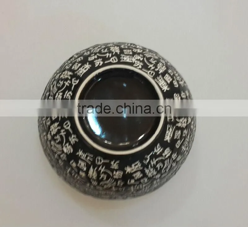 5.2inch Ceramic Japanese black your logo soup noodle bowl