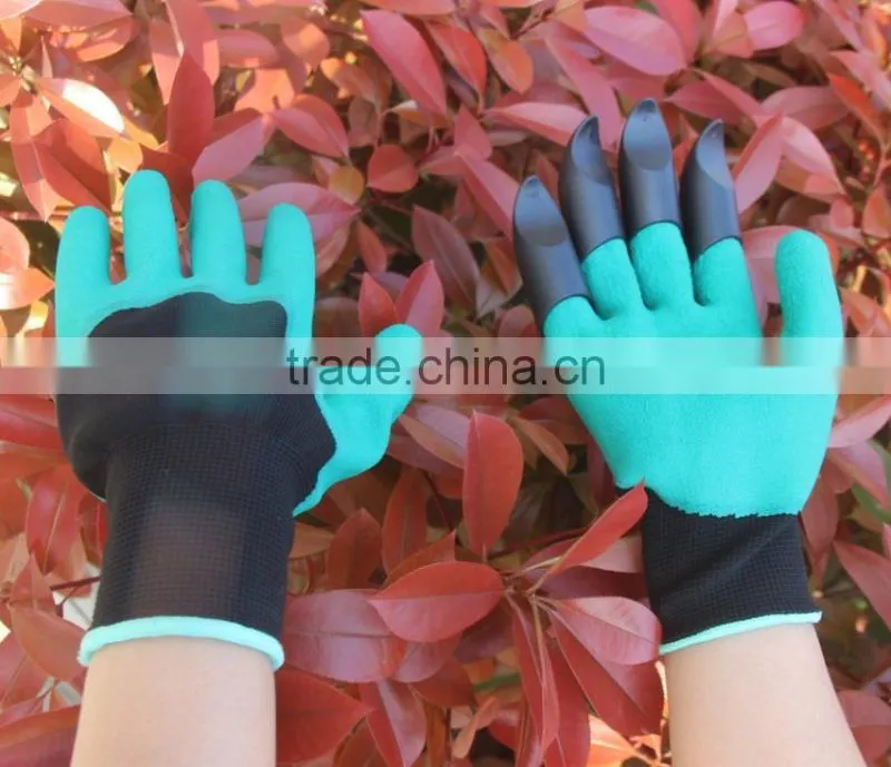 Garden Genie Gloves - Garden Gloves For Digging & Planting No More Worn Out Fingertips Unisex Claws On Right Hand