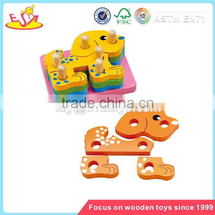 Wholesale wonderful toddler wooden stacking toy bring fun baby wooden stacking toy W13D044