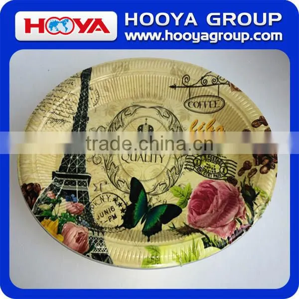 plastic dinner candy fruit food plate /tray with gloden rim