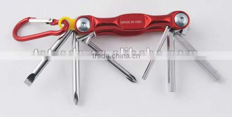 2014 new Stock pocket mini multi aluminium oxide promotion bike keychain tools 603-6