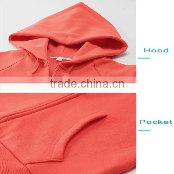Women thin fleece hoodies plain full zip hoodies
