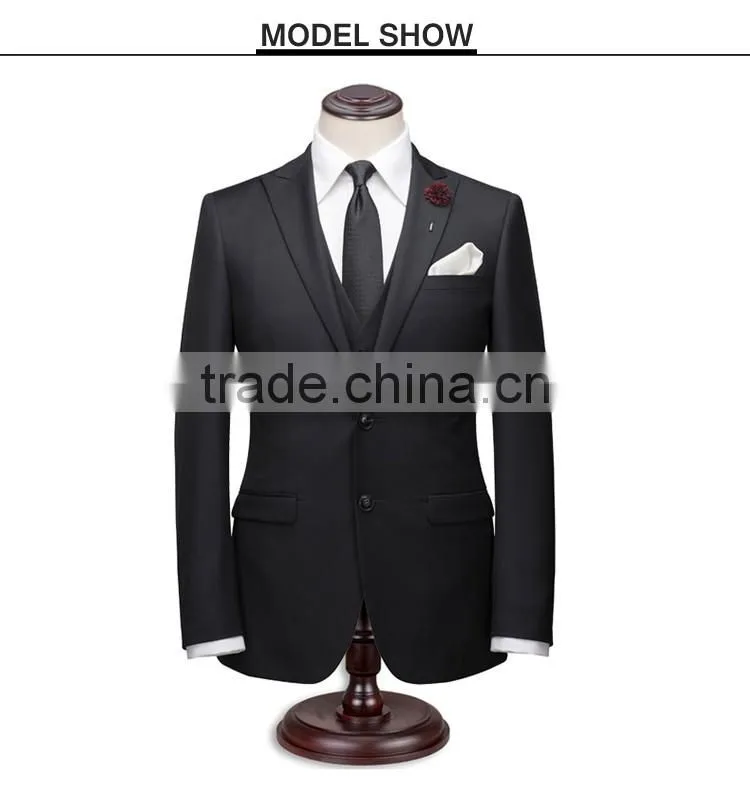 2016 new arrival designer suits for men 3 piece suit black wedding pant coats