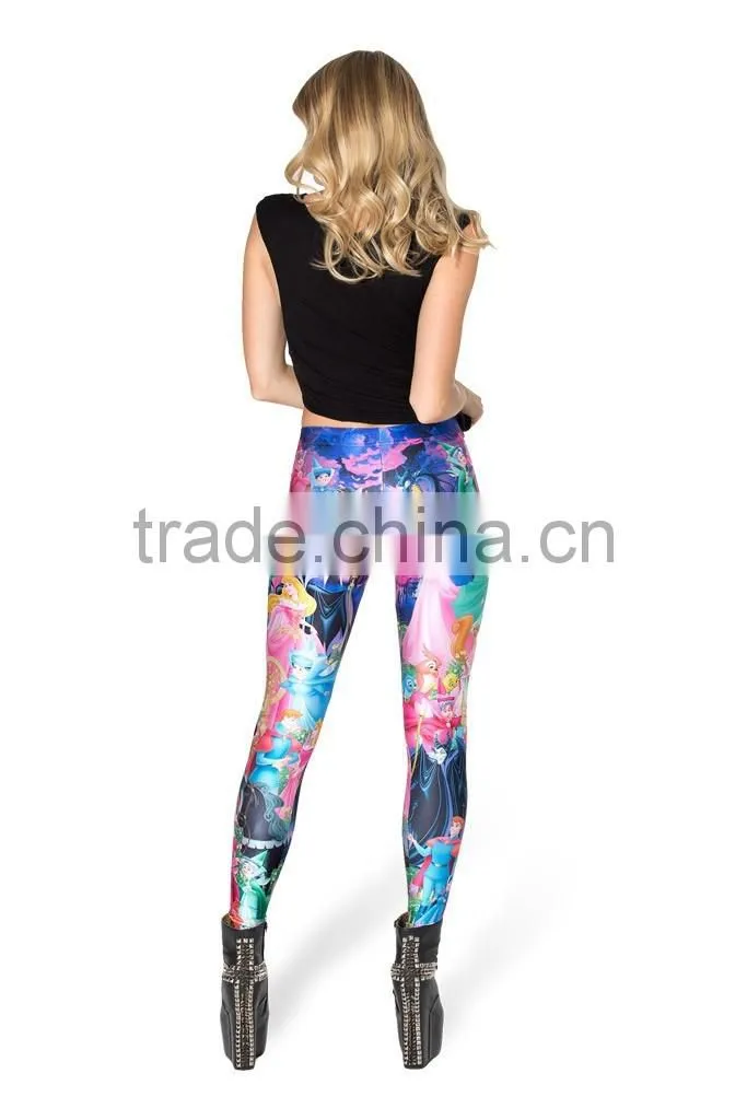 Unique Wholesale Ladies New Vintage Punk High Waist Cute Cartoon Comic Flag Print Leggings