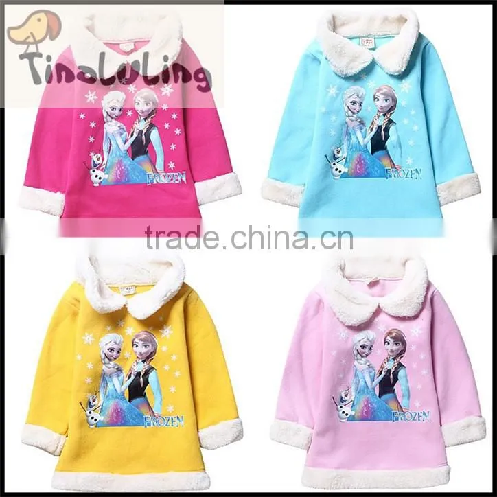 2015 new arrival Coral Fleece long winter coats for girls Plush collar fleece jackets