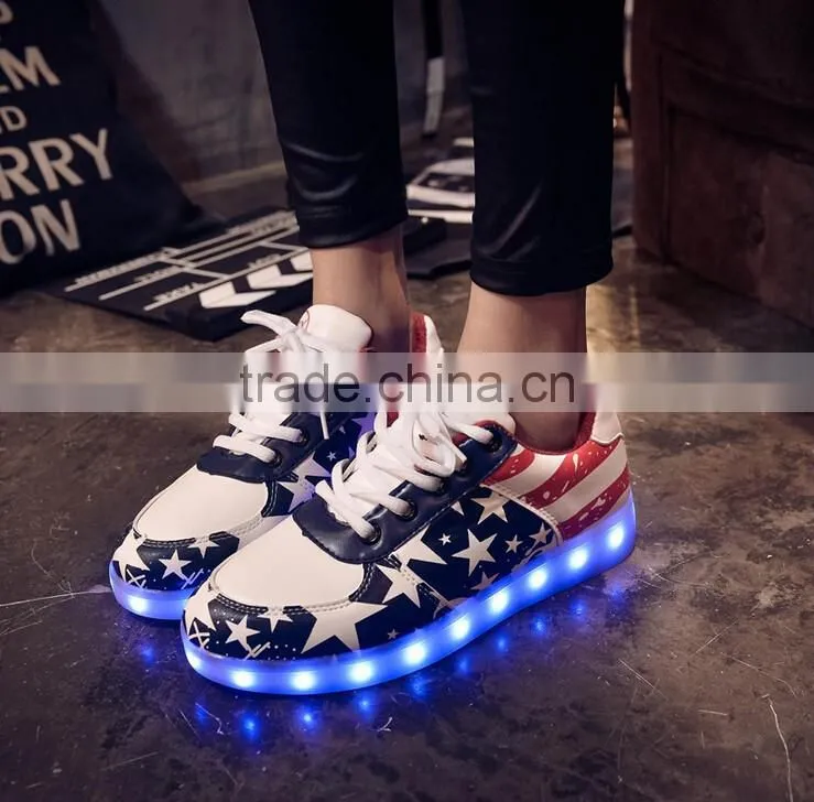 Hot selling Lace-up Casual Sneakers LED Shoes Women Shoes