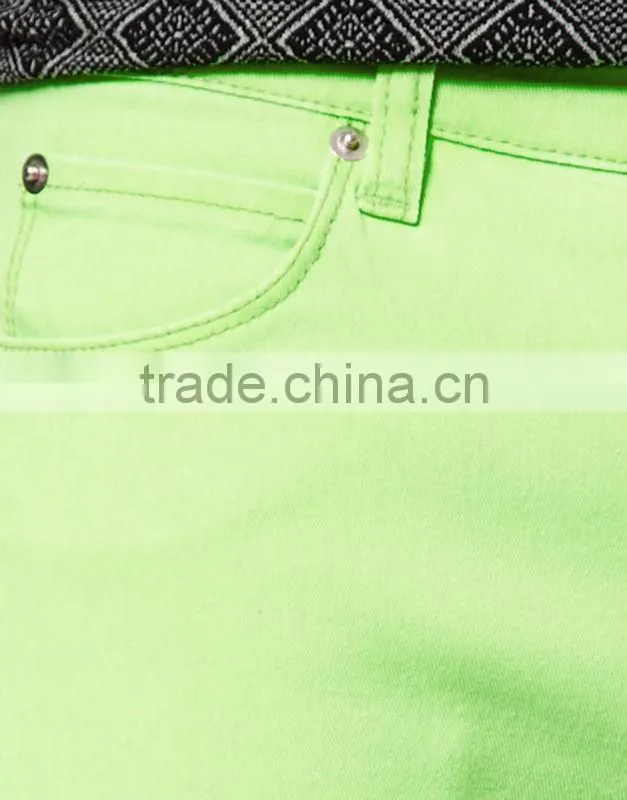 2016 new design OEM service brand name fashion denim chino pants with skinny rolling hem