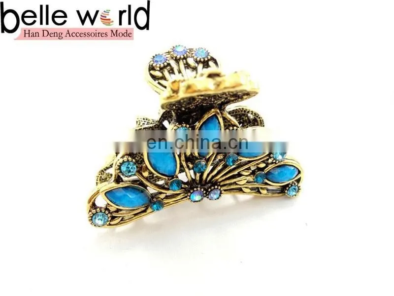 Fashion Europen Retro Large Metal Rhinestone Jewel Hair Claw Clip
