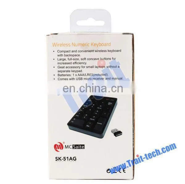SK-51AG New USB Wireless Laptop Keyboard MC Saite Wireless Non-synchronous Notebook Computer Numeric Keyboard with 18 Keys