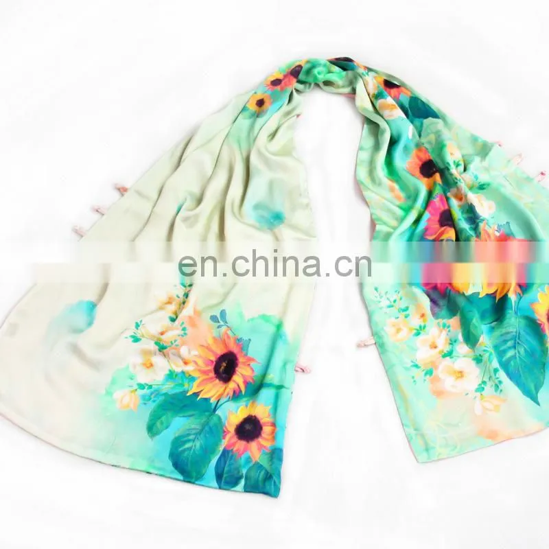 Hot sale Green scarf 100% pure silk satin