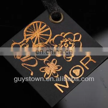 custom hot stamping golden brand logo hangtag for ladies garment
