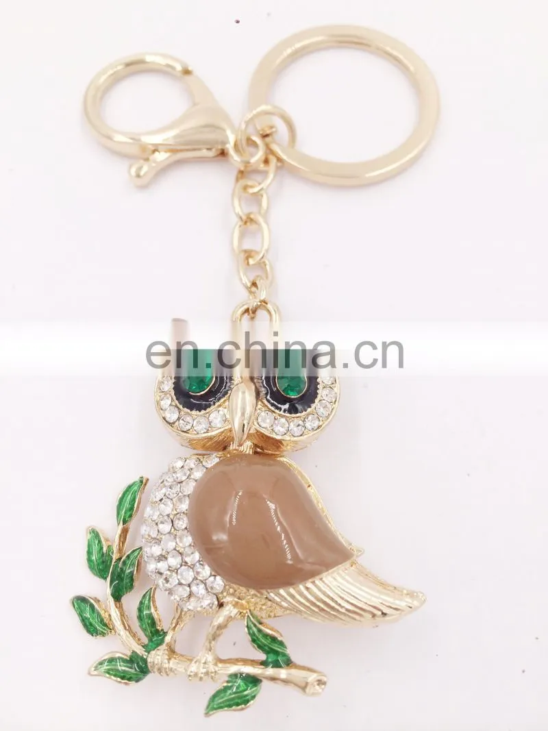 Cute Pearl Owl Keychain Purse Bag Pendant Charm Keyring Key Chain