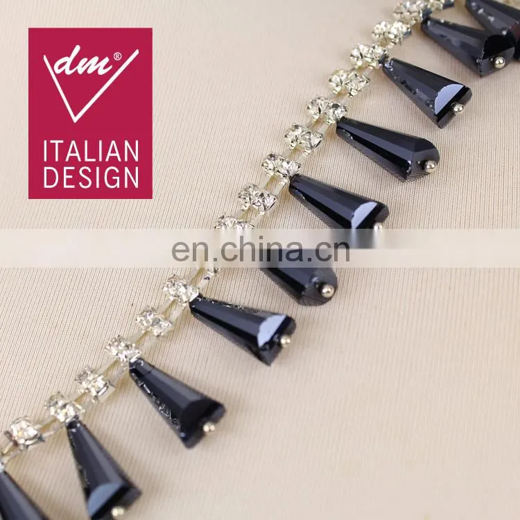 Fancy crystal rhinestone chain trimming for clothing