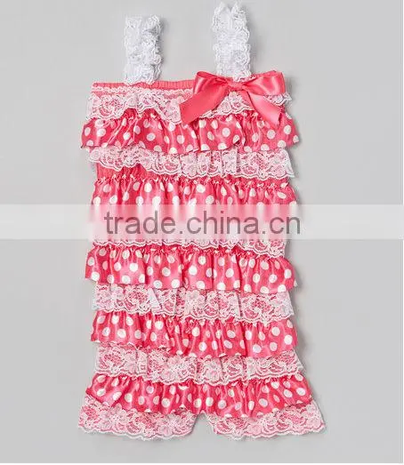 Details about Satin Ruffle Petti Romper Hearts Polka Dots Print straps Photo Medium 6-18M
