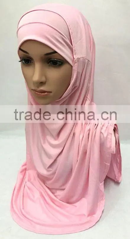 SOLID COLOR TWO PIECES modal COTTON HIJAB elastic long hejab