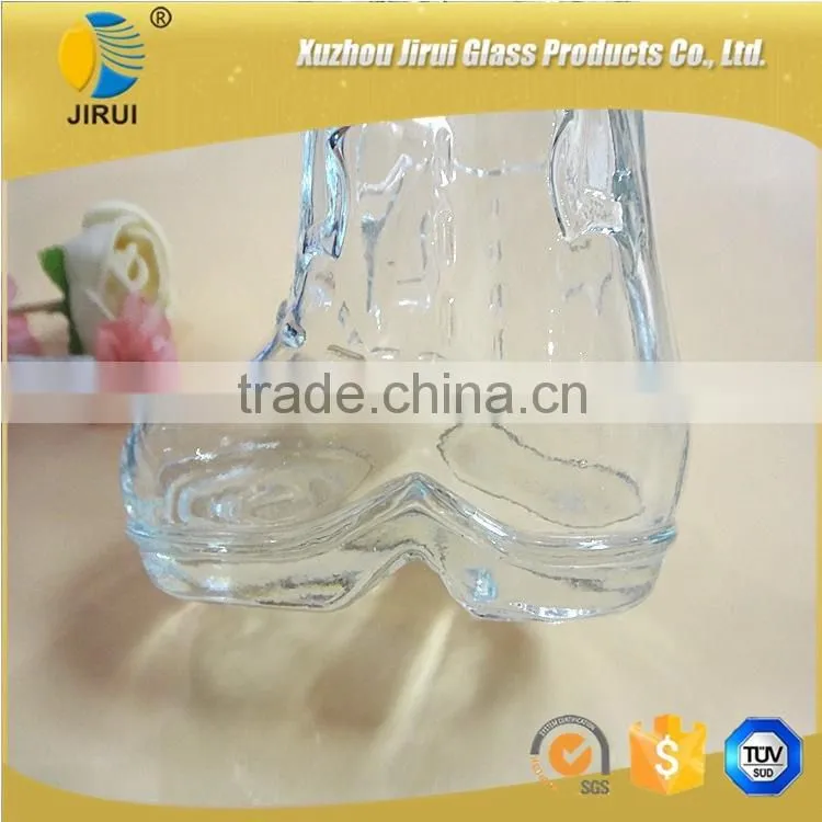 glass beer drinking cup with boots shape