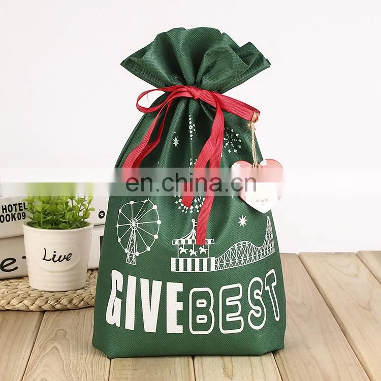 Promotional Christmas Drawstring Non Woven Bag Kids with Custom Logo