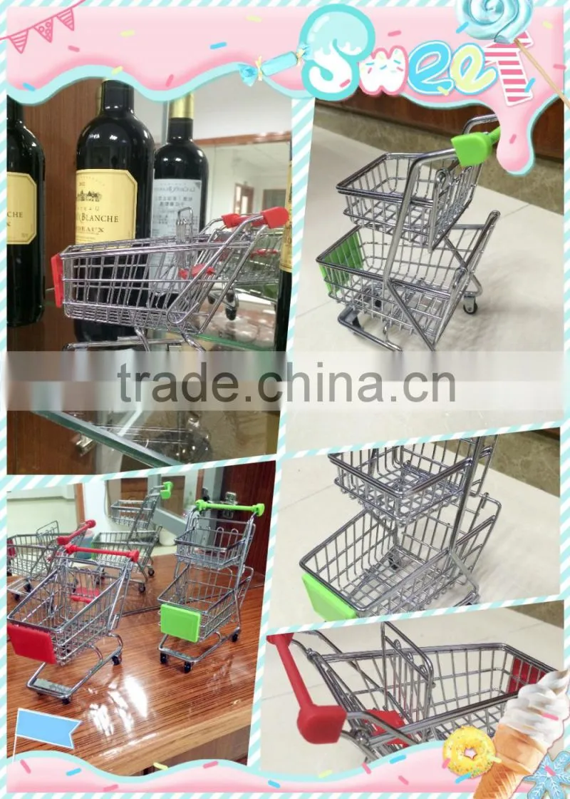 Double Layer Mini Shopping Cart Best Hot Toys For 2015 Christmas Gift Toy Hand Cart 1225