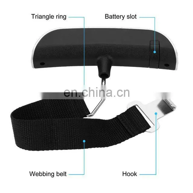 LCD Display Electronic Travel Hanging 50kg Weighting Portable Digital Luggage Scale