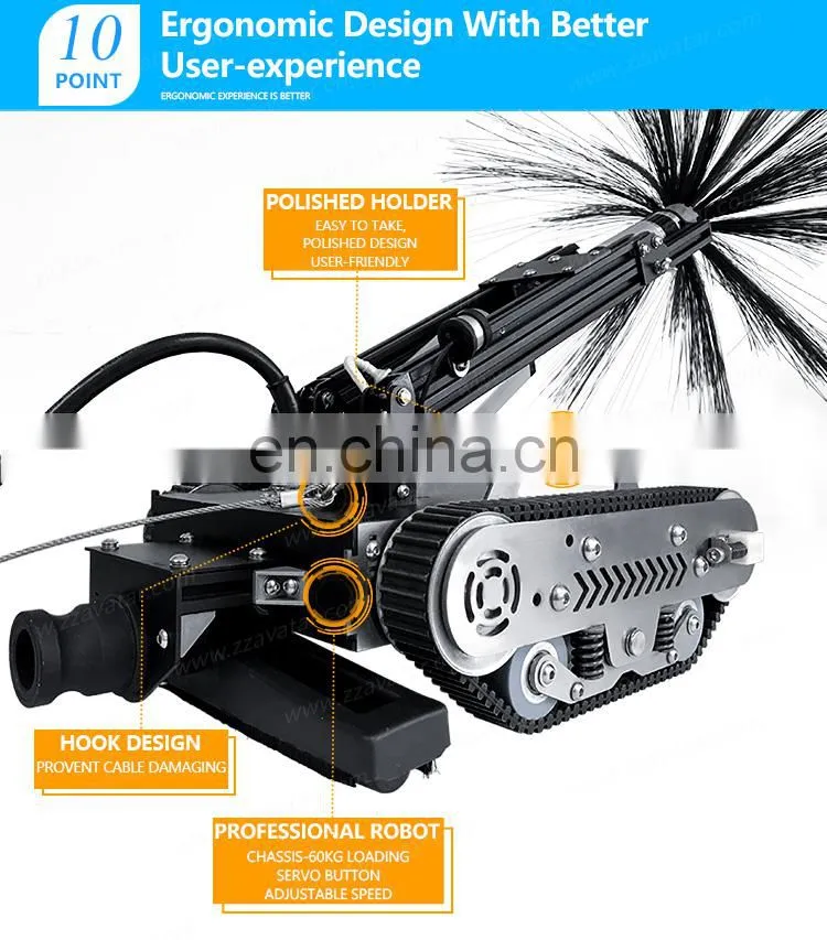 Ventilation duct cleaning robot rotary brush stainless steel pipe duct cleaning machine