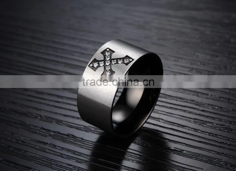 316L Stainless steel men's ring cross retro swagger Punk rock goth band boyfriend gift