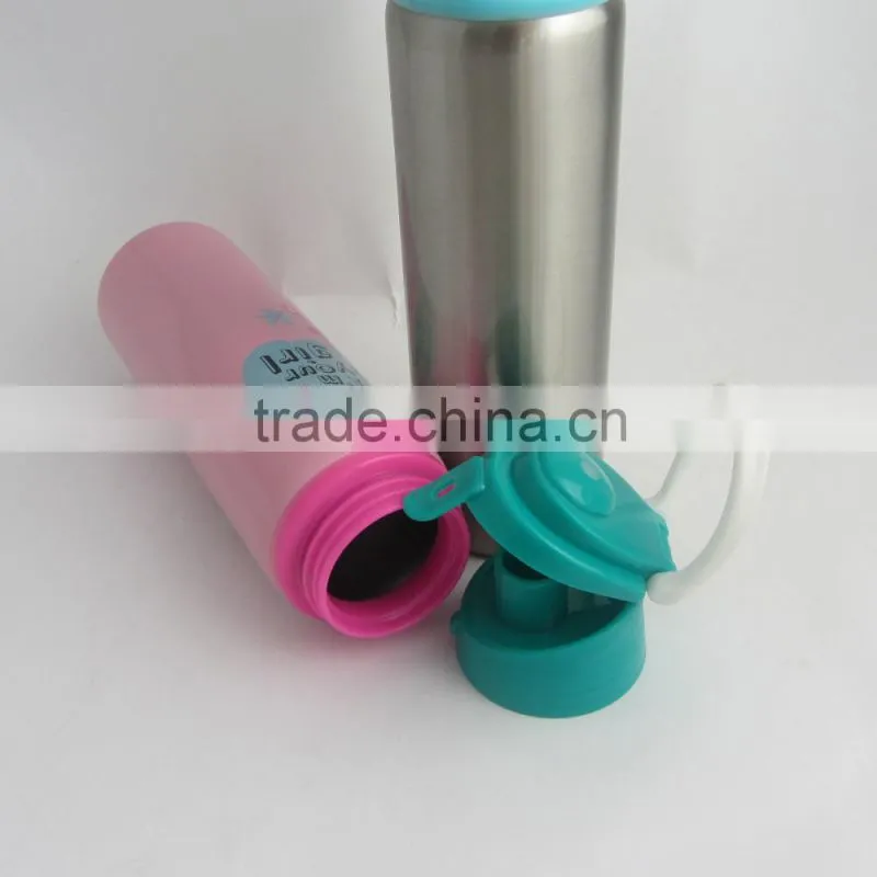 Colorful painting Wholesale wide mouth long neck single wall stainless steel sport water bottle