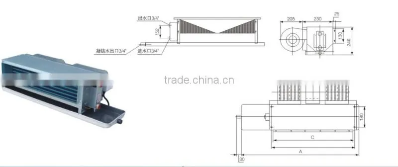 YANGZIJIANG chilled water duct fan coil unit