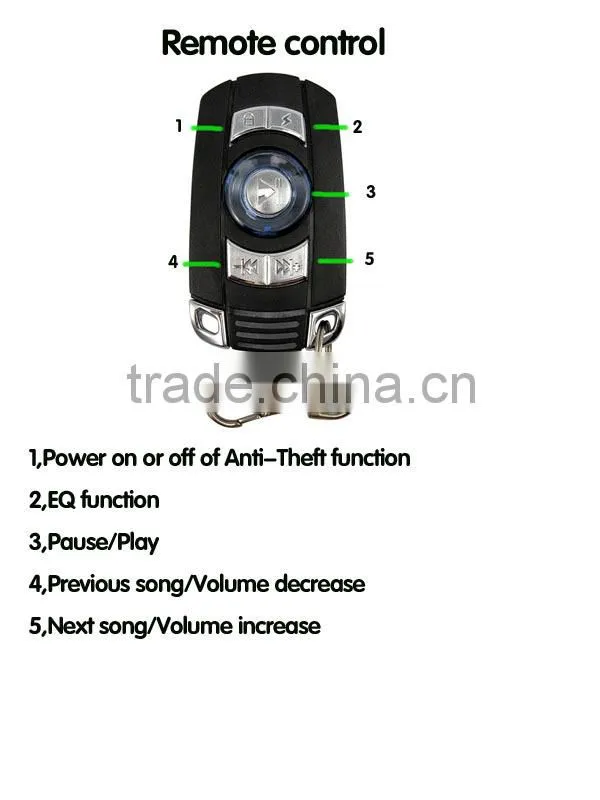 TIF card USB motorcycle alarm mp3 with 3inch speaker