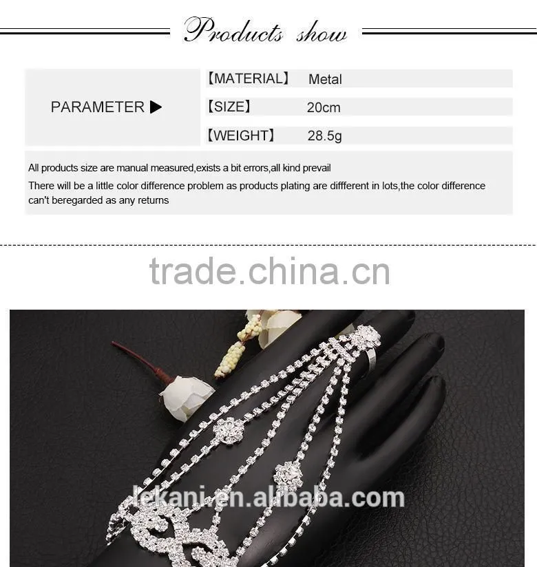 China Supplier New Arrival Women Crystal Bracelet Connected Ring