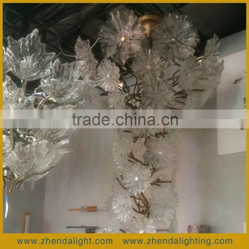 Large Villa Hotel Lobby Decorative Tree Shape Glass LED Light Pendant Chandelier
