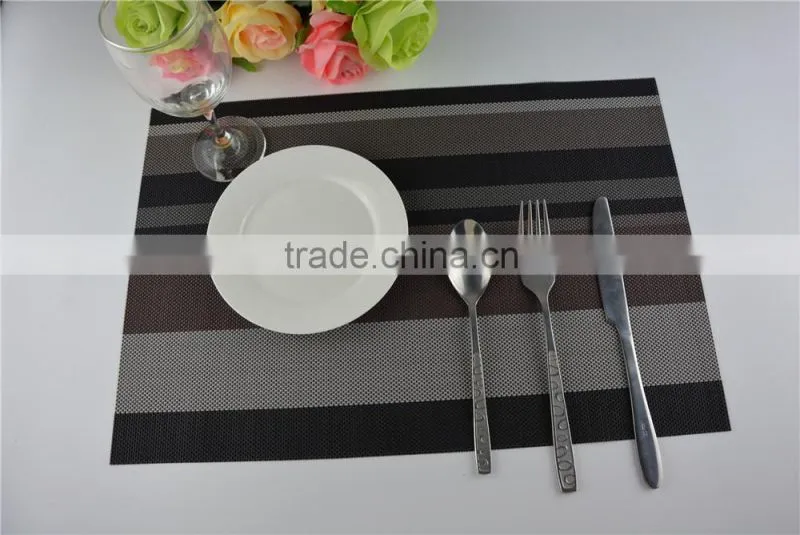High quality dark color black with brown PVC strip placemat table mat home decoration