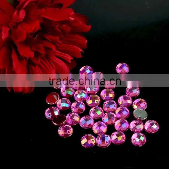 Good quality Colored Round faceted Acrylic beads, Flat Back sew-on rhinestones for garment