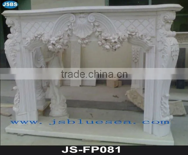 Antique marble fireplace with lion head