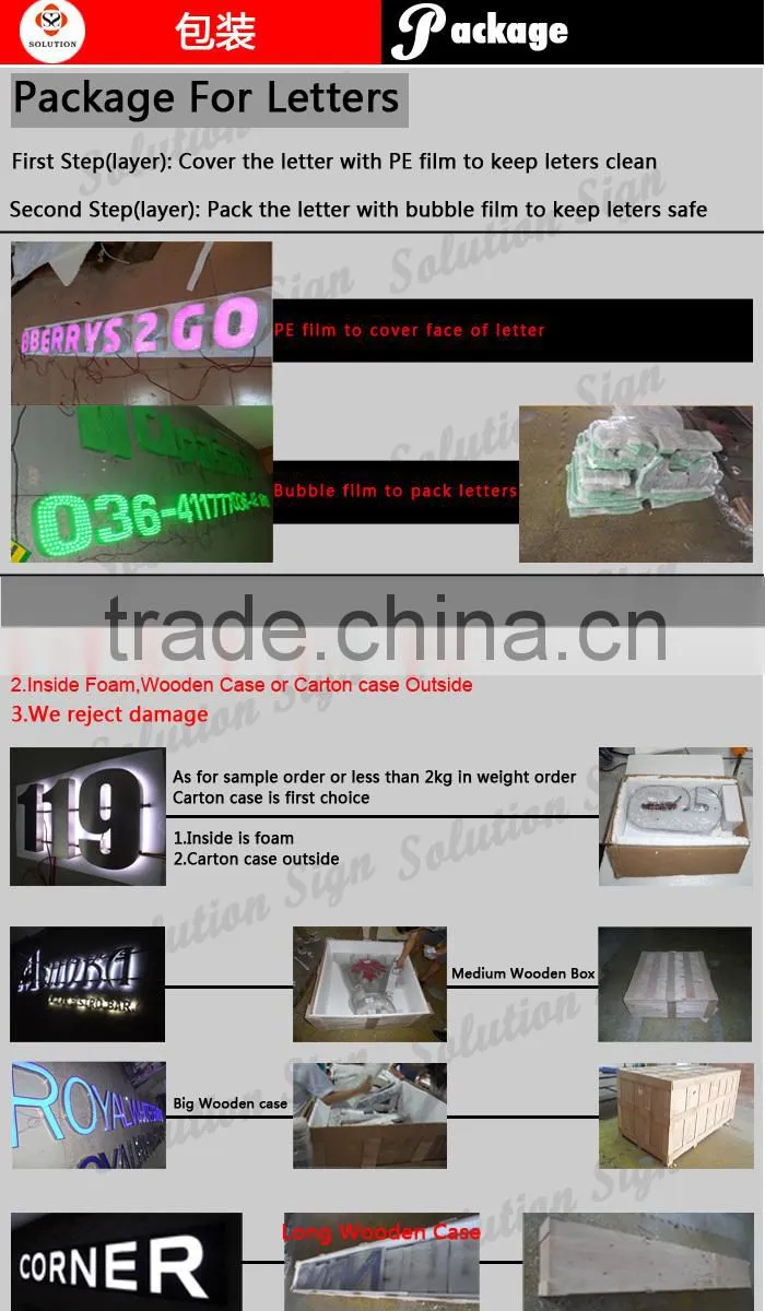 laser cutting stainless steel frame led crystal acrylic letters