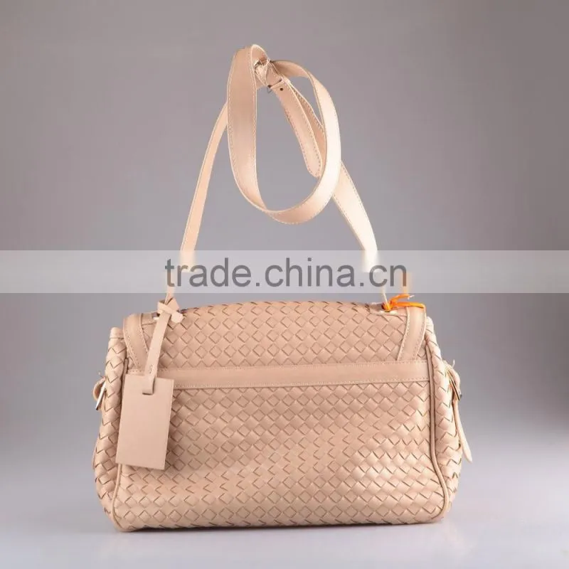 3505 New Designed Hot Sale Pink Woven PU Leather Handbag Factory Price