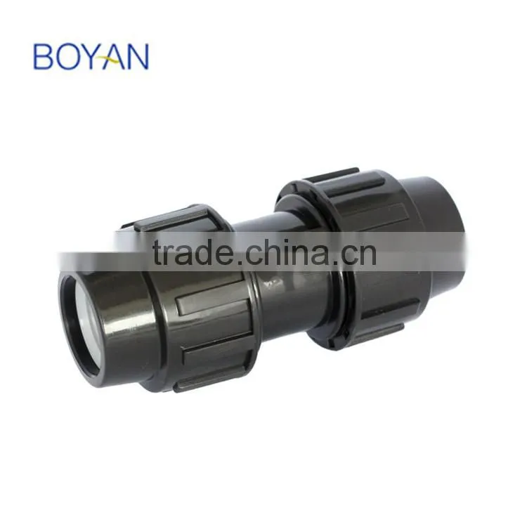 Plastic Quick Pipe Fitting Black PP Compression Coupling