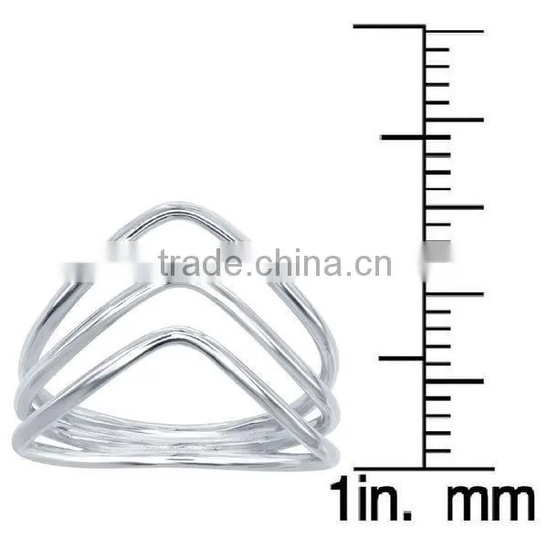 Low Price and MOQ 925 Sterling Silver Triple-band Curved Finger Ring