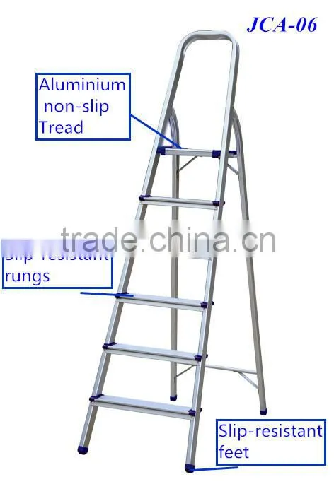 6-step Aluminium household ladder Folding ladder with handrail