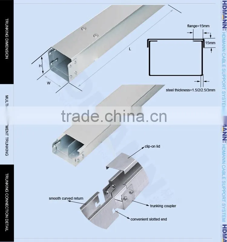 Powder coated galvanized steel trunking