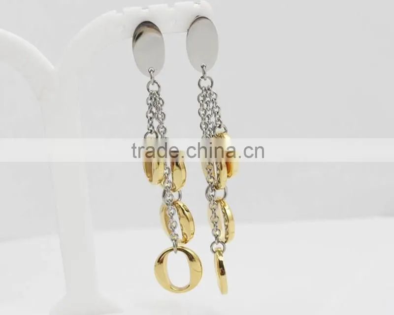 wholesale fashion vintage round pendant gold earring stainless steel
