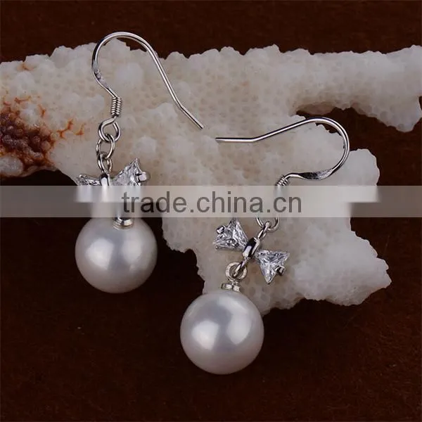 European and American fashion style imitation pearl earrings gold plated dangle earrings