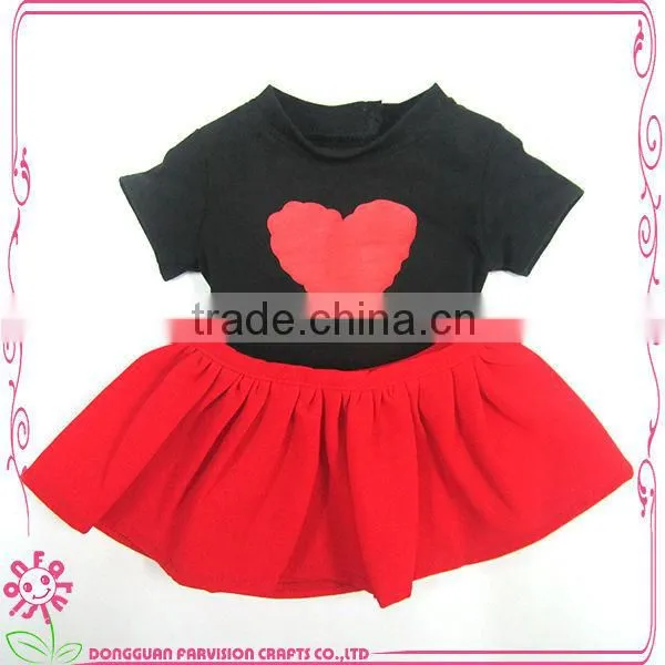 Animal Print Doll Clothes heart tee and doll tutu skirt for 18" dolls