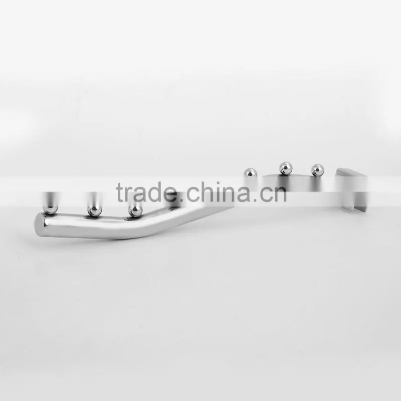 Metal Chrome Crossbar Fix Display Hook 15*30 Square Tube Straight Arm Display Hook with 9 Balls