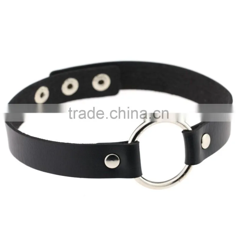 Handmade O-Ring Leather Necklaces Punk Gothic Collars Fashion Jewelry