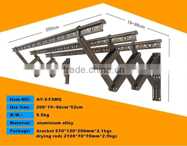 Aluminium alloy material push-pull wall mounted clothes drying rack