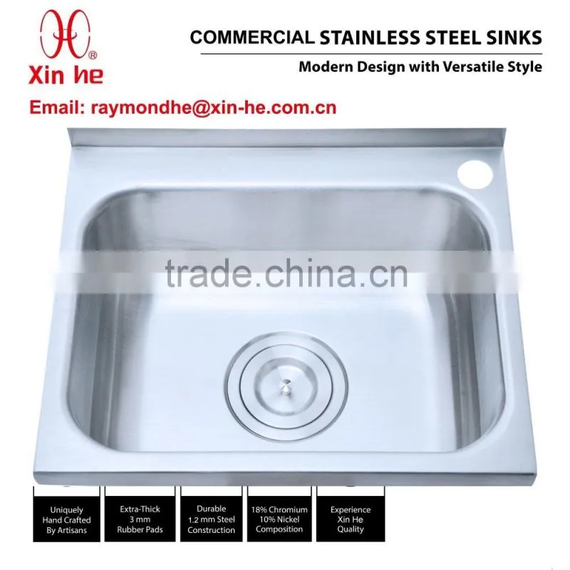 Commercial Catering Hand Wash Basin with Splashback, Wall Hung Stainless Steel Hand Wash Sink for Restaurant